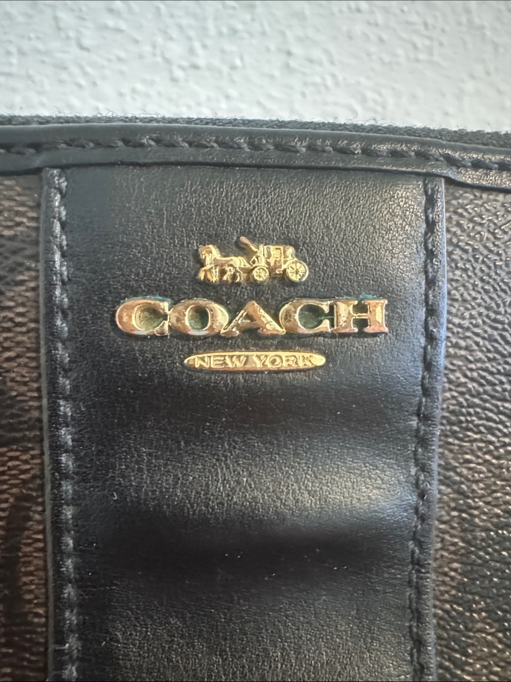 Coach Brown and Black Logo Zip Wallet - Picture 2 of 10